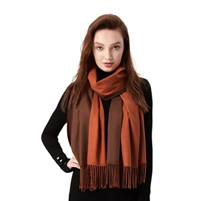 Imagen de MaaMgic Bufanda xxl Primavera Mujer Hombre Colores Dobles Invierno Tocado Sedoso Multicolor Elegante Mantón Suave para Fiesta de Bodas 200 * 70 CM, Marrón