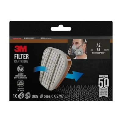 Imagen de 3M Filtro de vapores orgánicos 6055, A2 para las series 6000 y 6500, 1 par/paquete