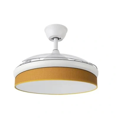 Imagen de Abrila Ventilador DC MODA Color Blanco con tres Aspas Desplegables ABS y Difusor Amarillo 6 Velocidades Ajustables 3 Temperaturas de Luz Temporizador Mando a Distancia Incluido