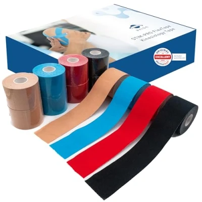 Imagen de 12 cintas kinesiológicas adhesivas axion Tape adhesivo Cinta para vendaje neuromuscular y fisioterapia