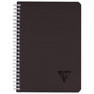 Imagen de Clairefontaine Ref 329507C Cuaderno Linicolor con alambre (180 páginas) Tamaño A5, papel vitela cepillado de 90 g/m², cubierta Polypro, regla cuadrada negra