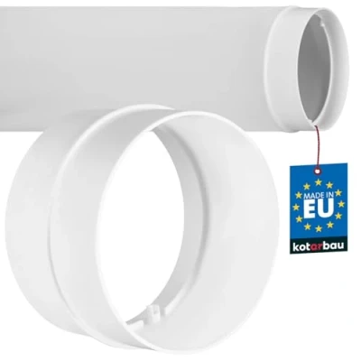 Imagen de KOTARBAU® Empalme para tubo de 100 mm redondo, Conector tubos, Pieza unión, Conducto redondo Blanco, Elemento conexión, Sistema ventilación, plástico tuberías