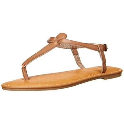 Imagen de Amazon Essentials Sandalias Informales de Dedo con Tira en el Tobillo Mujer, Marrón Seta, 42 EU Ancho