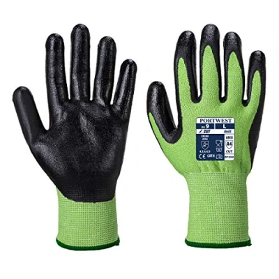 Imagen de Portwest Guante Green Cut, Con Espuma De Nitrilo, Tamaño: XL, Color: Verde/Negro, A645E8RXL