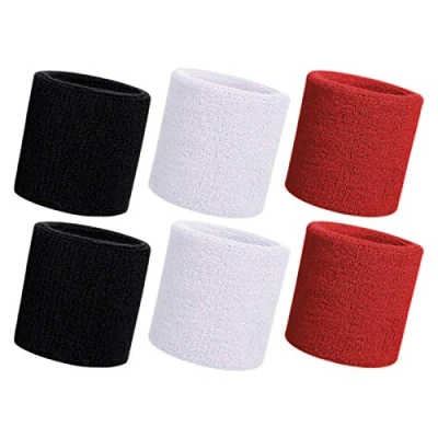Imagen de HANERDUN 6 Pzs Muñequera Deportiva Deportes Sweatband Suave Espesar Algodón Tenis Gimnasia Fútbol Baloncesto Correr Atléticos