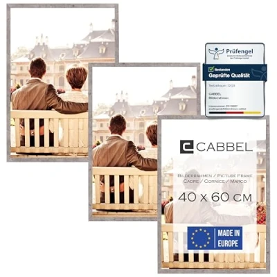 Imagen de CABBEL portarretratos (3 unidades) 40x60 cm Marco de madera MDF en Gris (Hormigón) con cristal Plexi inastillable/Moderno