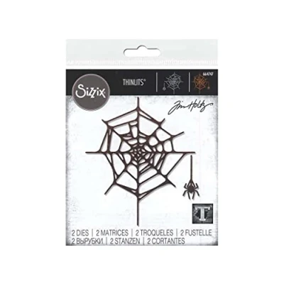 Imagen de Sizzix Set de Troqueles Thinlits 2 pzas 664747 Telaraña Tim Holtz, Talla única