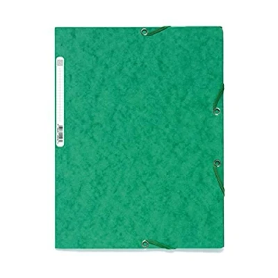 Imagen de Exacompta 55503E Caja de 25 subcarpetas con gomas elásticas bolsillos 3 solapas en cartulina brillo 400 g/m2 dimensiones 24 x 32 cm para documentos formato A4 color verde