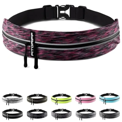 Imagen de Fitgriff® Riñonera Running Deportiva Cinturon Correr Hombre y Mujer Porta Movil (para Todos los Smartphones) para Deporte, Walking (Pink 2, 62 90cm de Cintura)