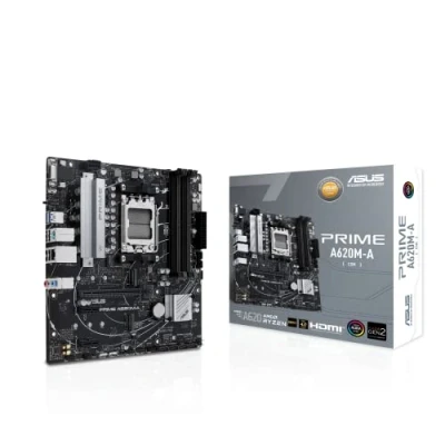 Imagen de Asus Prime A620M A CSM Modelo corporativo Estable, AMD A620, AM5, Micro ATX, 4 DDR5, VGA, HDMI, DP, GB LAN, PCIe4, 2X M.2