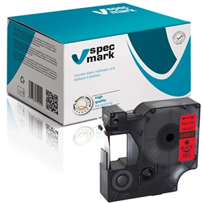 Imagen de specmark compatible para DYMO D1 40917 cinta de escritura 9 mm x 7 m negro sobre rojo (S0720720) con impresoras LM Label Manager LP Point LW Writer DUO