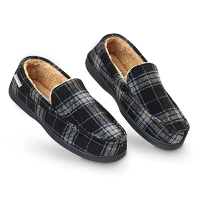Imagen de DUNLOP Zapatillas Casa Hombre, Pantuflas Estilo Mocasines Cerradas, de Invierno Calientes Suela Goma Dura, Regalos Originales para Hombre (Negro Gris,44)