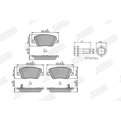 Imagen de JURID 573626J Juego de pastillas freno con avisador acústico desgaste accesorios FIAT: Tipo Familiar, Hatchback, Berlina