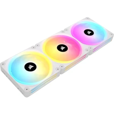 Imagen de Corsair iCUE Link QX120 RGB 120mm de Cúpula Magnética Ventiladores Triple Kit Inicio con Concentrador Sistema Blanco