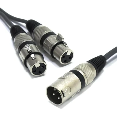 Imagen de VITALCO XLR splitter 1.5 m Audio Adaptador macho a 2x hembra 3 pin Cable Y Vertailer doble