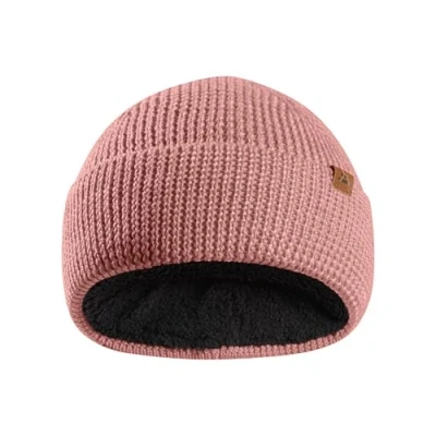 Imagen de DANISH ENDURANCE Gorro Beanie de Lana Merino con Forro Polar, Punto, Invierno para Niños, Rosa, One Size