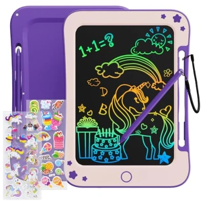 Imagen de TEKFUN Tableta de Escritura LCD 8,5 Pulgadas, Tablero Dibujo Electrónico Pizarra Magnetica Infantils, Juguete Regalo Cumpleaños para Niños 3 4 5 6 7 Años (Violeta)