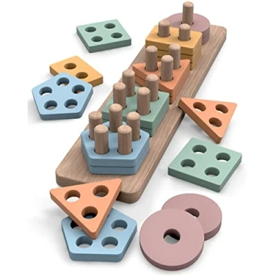 Imagen de Tosekry Juguetes Montessori de Madera para Clasificar Formas y Colores, Regalo Cumpleaños Bebes Niños 6 Meses a 3 Años