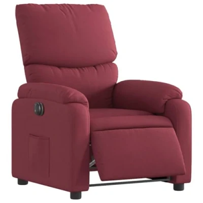 Imagen de vidaXL Sillón Reclinable Eléctrico, Silla con Respaldo Reposabrazos, Orejero de Relax Descanso TV, Asiento Ajustable, Tela Rojo Tinto