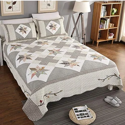 Imagen de Colcha Cama 150 Colchas Bouti Edredon Reversible Algodo Acolchado Manta Patchwork Edredones, Y 2 Funda De Almohada,Patchwork25