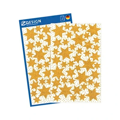 Imagen de Avery 52806 pegatinas de Navidad, estrellas, papel satinado, 2 hojas, 86 pegatinas, oro