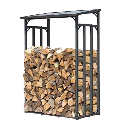 Imagen de QUICK STAR Estante metálica para leña antracita 130 x 70 cm Jardín Prinidor Refugio de 1.6 m3 Madera Almacenamiento apilables Ayuda Exterior