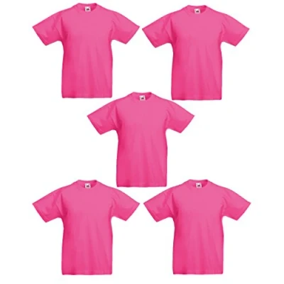 Imagen de Fruit of the Loom Camisetas para niño (paquete de 5 unidades, 61 019 0), fucsia, 6 Años