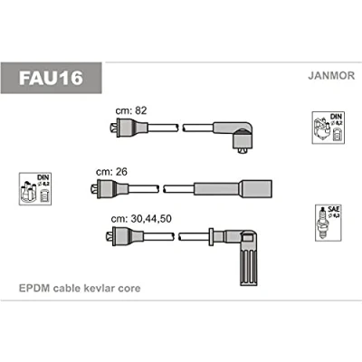 Imagen de JANMOR FAU16 Juego de Cables Encendido FIAT: Uno Hatchback, Tipo Regata Berlina, LANCIA: DELTA 1