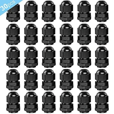 Imagen de QitinDasen 30Pcs Premium Nylon Cable Gland, PG9 Prensaestopa, 4～8mm Ajustable IP68 Impermeable Empalmes de Prensaestopas, Glándula Conector con Juntas (Negro)