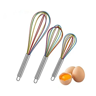 Imagen de 3PCS Batidor Varillas Manual Set, Batidores de Cocina Silicona, Huevo Globo Batir, para Cocinar y Batir