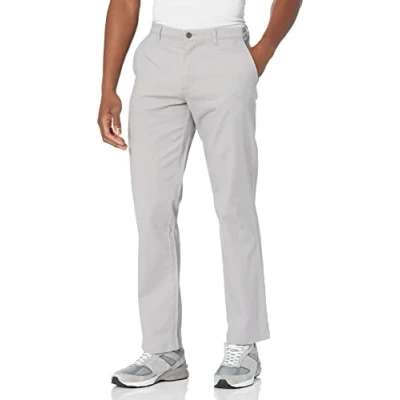 Imagen de Amazon Essentials Pantalones Chinos, elásticos, Informales, Corte clásico Hombre, Gris Claro, 33W / 30L
