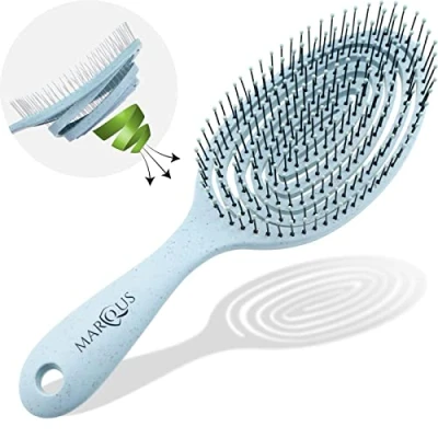 Imagen de Cepillo Pelo Antitirones niña y adultos desenredante de fibra natural exclusivas cerdas flexión ultra suaves con cuerpo Se desliza facilidad, 1 pieza Color Artic