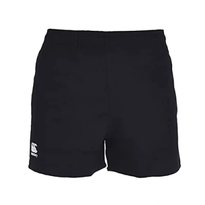 Imagen de Canterbury Pantalones Cortos Profesionales de algodón para Hombre, Rugby, cordón Interno y Bolsillos, Gimnasio Entrenamiento, Negro, Talla 5XL