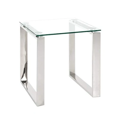 Imagen de HAKU Möbel Mesa auxiliar Acero inoxidable, cristal de seguridad 8 mm Dim.: AN 42 cm x AL 45 P cm, Estilo: Moderno