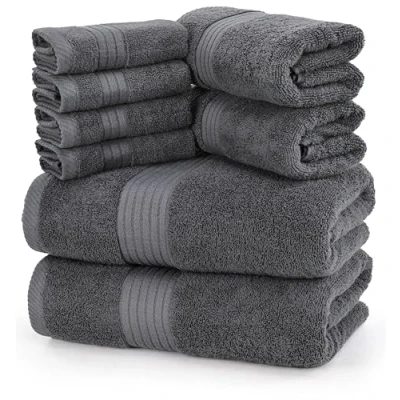 Imagen de Utopia Towels 700 gsm Juego de Toallas 8 Piezas; 2 baño, Mano y 4 paños Ducha Algodón Lavable a máquina, Calidad del Hotel (Gris)