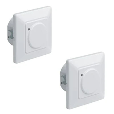 Imagen de Oktaplex Fee Juego de 2 detectores Movimiento empotrables Sensor Alta frecuencia 180 Alcance 5 15m Caja Pared Hueca 230V Blanco con crepuscular