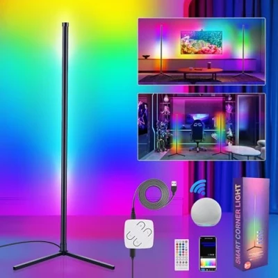 Imagen de Euakee Lampara de Pie LED RGBIC, Lámpara Inteligente con Alexa, Control Remoto y APP, Sincronización Musical, DIY, Temporizador, para Salon, Salas Juegos