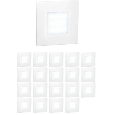 Imagen de ledscom.de 20 LED luz de escalera/luz pared empotrada FEX para interior y exterior, angular, 85 x 85mm, blanco frío