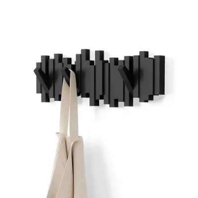 Imagen de Umbra Sticks Perchero de pared con 5 ganchos extraíbles, Negro