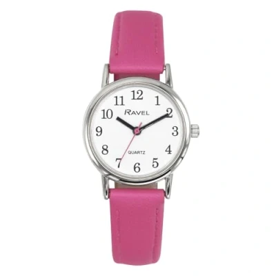 Imagen de Ravel Reloj Brighter Days Redondo para Mujer en Tono Plata (Caja de 27 mm) Cuarzo Analógico R0140.15.2 Rosa Fucsia/Esfera Blanca