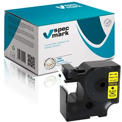 Imagen de specmark compatible para DYMO D1 53718 cinta de escritura 24 mm x 7 m negro sobre amarillo (S0720980) con impresoras LM Label Manager LP Point LW Writer DUO