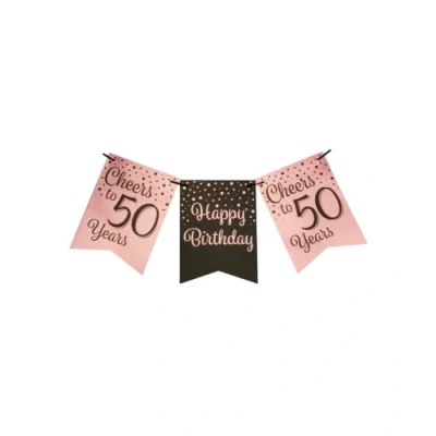 Imagen de PD Party Banner de Bandera Fiesta, Color rosa/negro, 8.5 x 7.5cm (7024007)