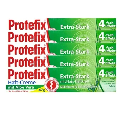 Imagen de Protefix Crema adhesiva de aloe vera extrafuerte con fuerza húmeda, 40 ml, 5 unidades
