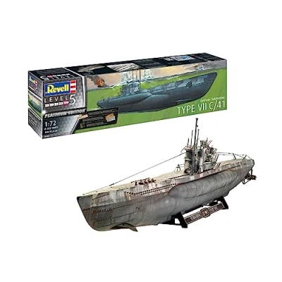 Imagen de Revell GmbH 05163 5163 Submarino alemán Tipo VII C/41 Platinum (edición Limitada) Kit de Modelo plástico, Multicolor, 1/72