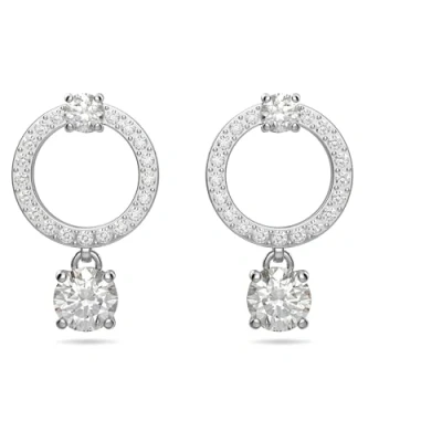 Imagen de Swarovski Pendientes de aro Attract, Talla redonda, Blancos, Baño rodio