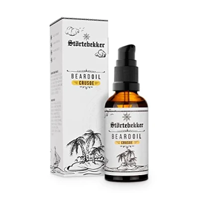 Imagen de Störtebekker® Premium aceite para barba, cuidado diario barba de 3 días hasta completa, 50 ml vegano, con agradable aroma, ingredientes naturales, Made in GER (Crusoe)