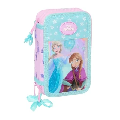 Imagen de Safta FROZEN COOL DAYS Estuche Escolar con 36 Útiles Incluidos, Infantil, Niño, Ideal para Niños de 5 a 14 Años, Cómodo y Versátil, 12.5x5.5x19.5 cm, Color Violeta/celeste
