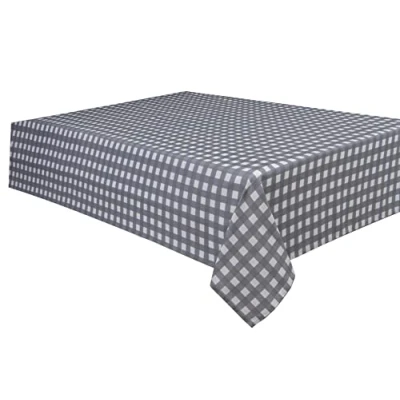 Imagen de Sleepdown Mantel Decorativo 100% algodón Estampado a Cuadros para Mesa de Comedor, Duradero, Resistente Las Manchas, Color Gris, 137 cm x 178