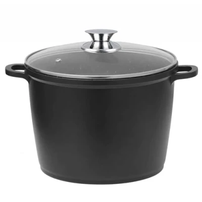 Imagen de 4BIG.fun Olla de 6 l, 24 cm, aluminio fundido, antiadherente, para leche, pasta, verduras, inducción, con tapa cristal, todo tipo fuegos, también CF DP28