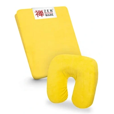 Imagen de ZEN Funda camilla masaje ajustable y reposacabezas Sabana de felpa suave para cosmética, fisioterapia tratamiento Sabanas lavables a 60 Amarillo